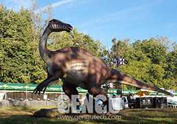 How is the Animated Dinosaur Exhibition Arranged in the Park?